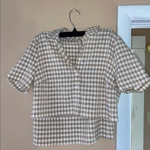 Two piece button shirt and skirt